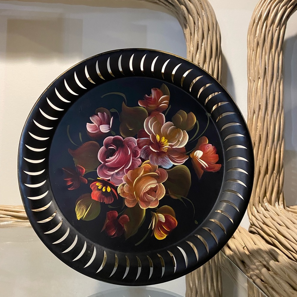 Hand Painted Metal Tray Decor